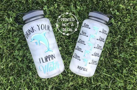 Motivational Water Bottle Dolphin Drink Your Flippin Water | Etsy