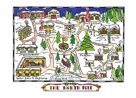 North Pole Map | North pole map, Christmas postcard, North pole