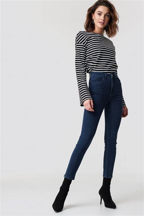 Highwaist Skinny Jeans NA-KD.COM Blue Skinny Jeans Outfit, Outfits Blue Jeans, Highwaist Skinny ...