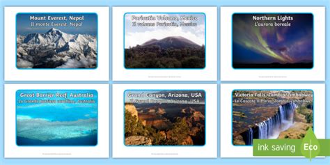 The Seven Natural Wonders of the World Display Photos English/Italian