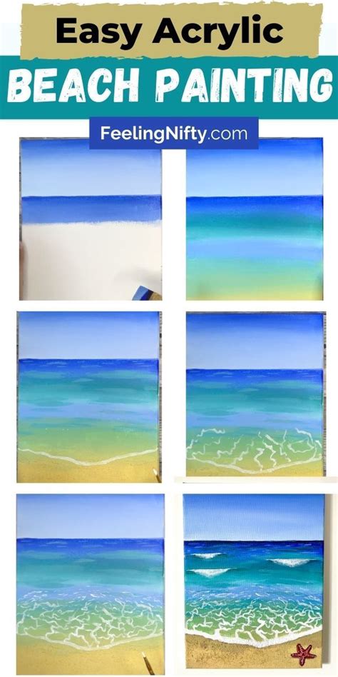 Easy Beach Painting with Acrylics for Beginners | Step by Step Tutorial ...