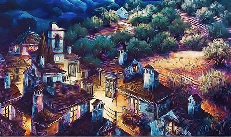 Night in old village Painting by Nenad Vasic - Fine Art America