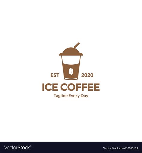 Ice coffee cup logo design Royalty Free Vector Image