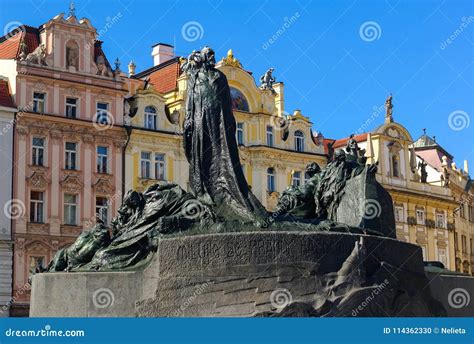 The Jan Hus Memorial Statue in Prague Stock Photo - Image of monument ...