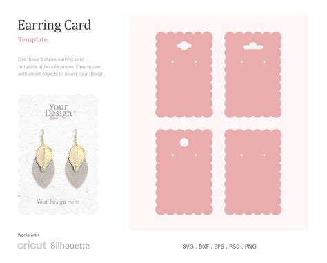 Earring Display Card Template, Earring Display SVG, Dangle Earring Display Card, Earring Card ...