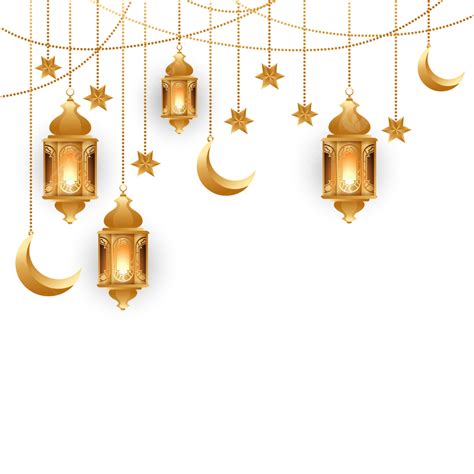 Ramadan Kareem Decoration With Golden Islamic Lamp Ornment Design, Eid, Vector, Decoration PNG ...