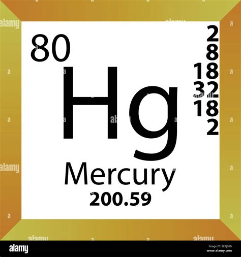 Hg Mercury Chemical Element Periodic Table. Single vector illustration, colorful Icon with molar ...