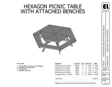 5' Hexagon Picnic Table Building Plans Blueprints DIY Do-It-Yourself !GET THEM FOR FREE!