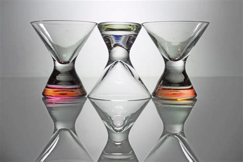 Stemless Martini Glasses, Cocktail, Multicolor, Set of 3, Glassware ...