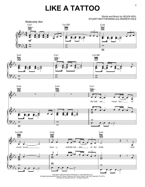 Sade "Like A Tattoo" Sheet Music Notes | Download Printable PDF Score ...