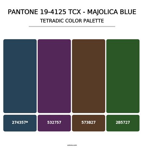 PANTONE 19-4125 TCX - Majolica Blue color palettes - colorxs.com