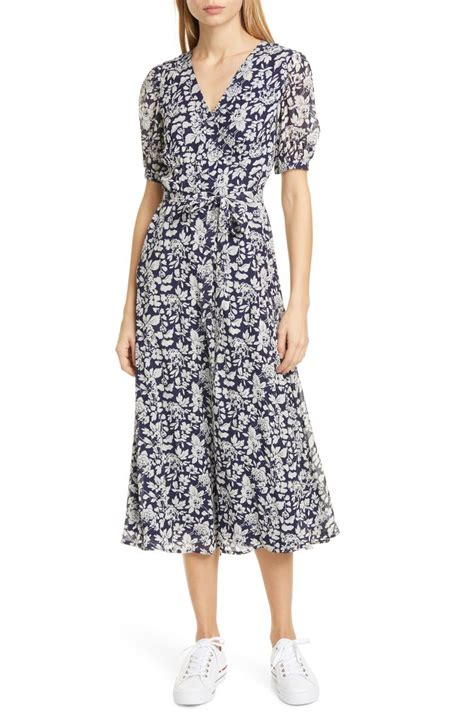 Polo Ralph Lauren Floral Crepe Wrap Midi Dress | Nordstrom