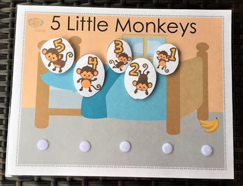 Five Little Monkeys Jumping On The Bed Nursery Rhyme Activity | Etsy