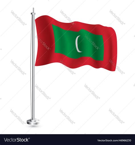 Maldivian flag isolated realistic wave flag Vector Image