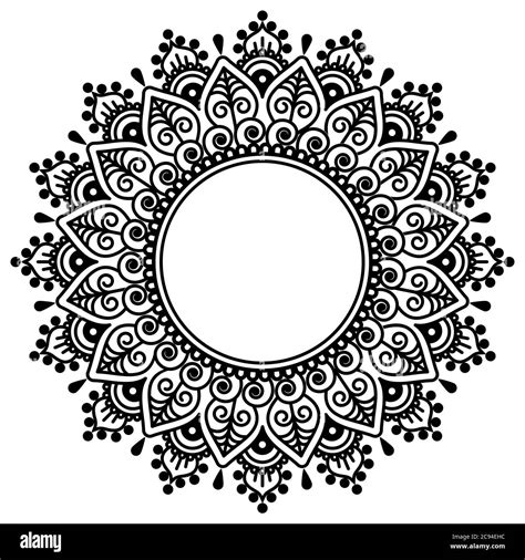 Mehndi Indian henna tatoo vector mandala design - traditional geometric pattern popular in India ...