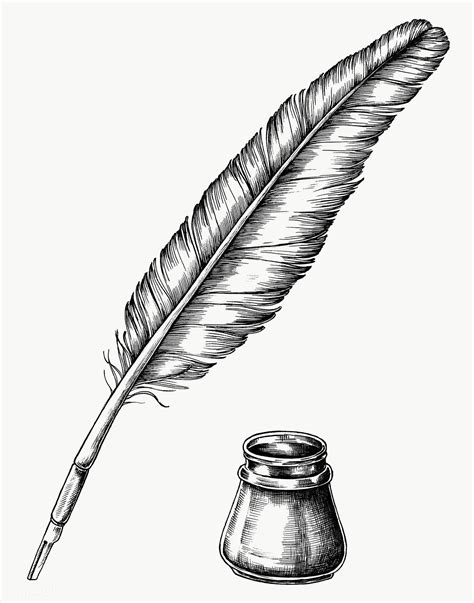 Hand drawn quill pen with an inkwell transparent png | free image by rawpixel.com | How to draw ...