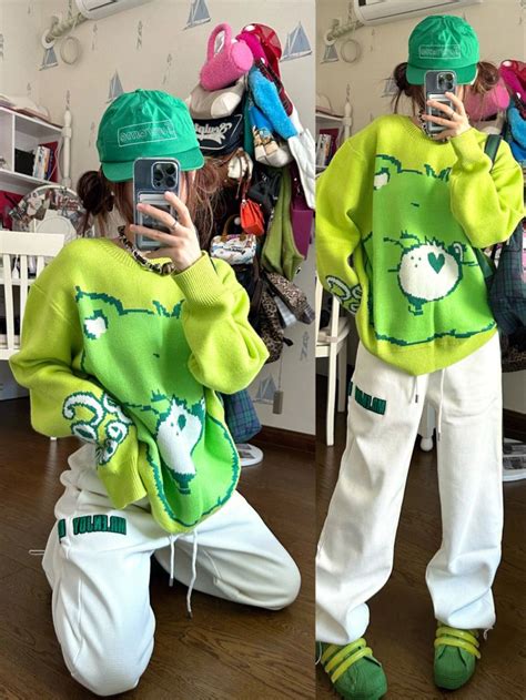 Cute Colorful Outfits, Neon Green Outfits, Cool Outfits, Japanese ...