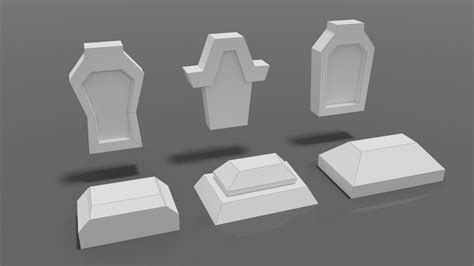 Set of 3 Tombstone tops and 3 Tombstone bases paper model templates. This collection includes ...