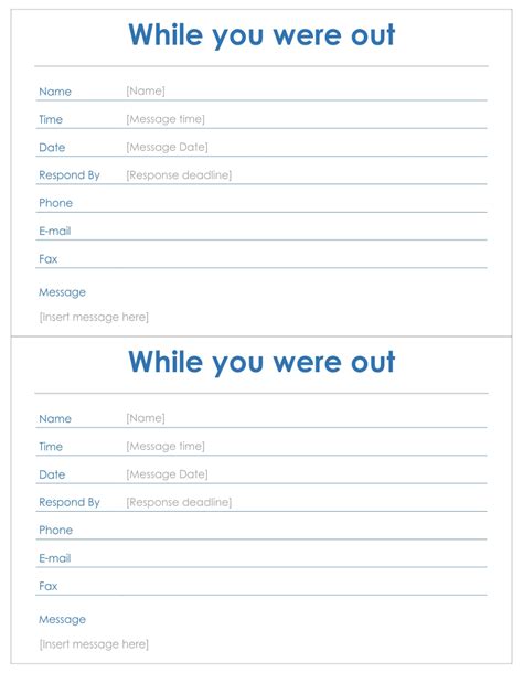 Phone Message Template Printable