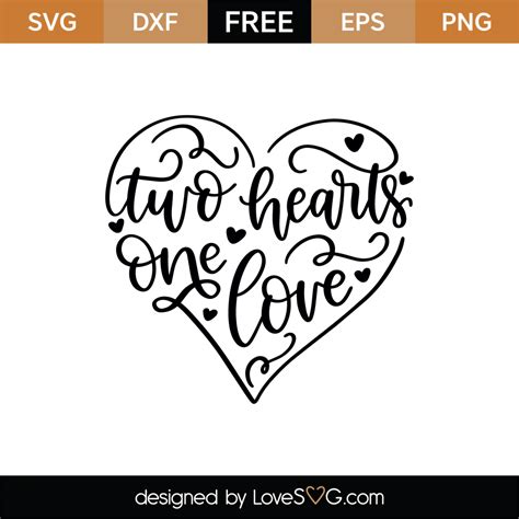 Free Two Hearts One Love SVG Cut File - Lovesvg.com