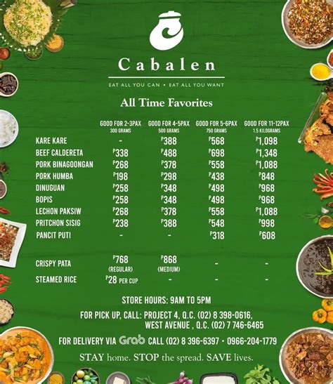 Menu at Cabalen - Alabang Town Center restaurant, Muntinlupa