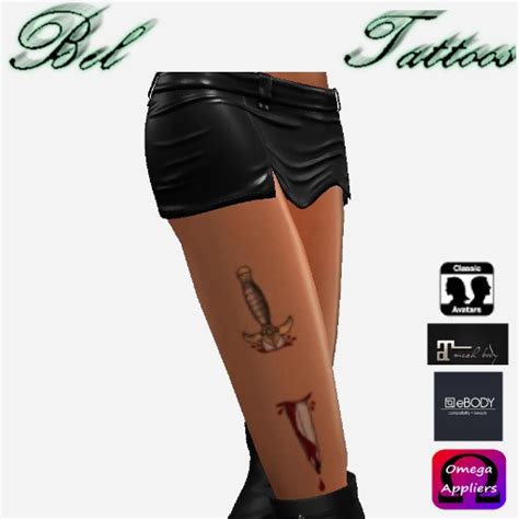 Second Life Marketplace - TATTOO BLOODY DAGGER IN THE LEG