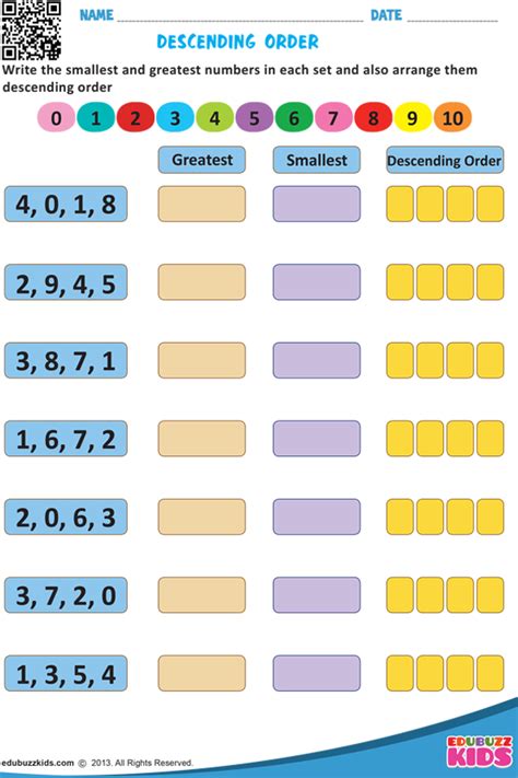 DESCENDING ORDER | Number worksheets kindergarten, Mathematics worksheets, Kids math worksheets