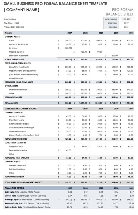 Free Small Business Balance Sheet Templates | Smartsheet