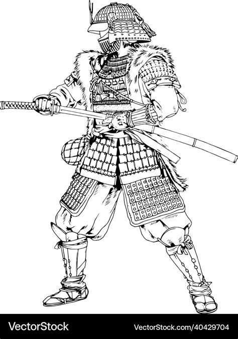 Japanese samurai warrior with a sword Royalty Free Vector