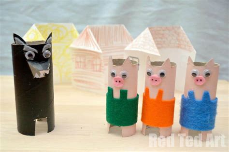 Fairy Tale Crafts: 3 Little Pigs - Red Ted Art - Kids Crafts