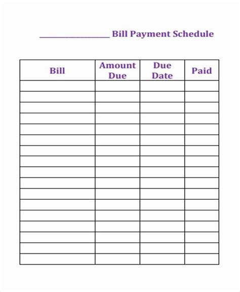 Bill Pay Schedule Template Beautiful 4 Bill Payment Schedule Templates Free Samples | Proyectos