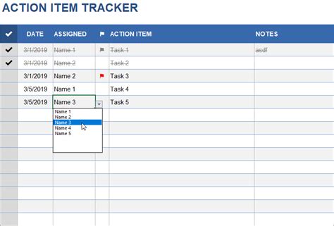 Action Tracker Template Excel Free