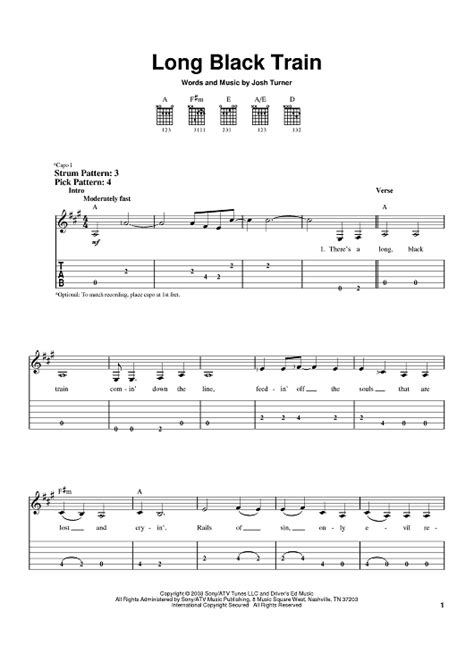 Buy "Long Black Train" Sheet Music by Josh Turner for Easy Guitar Tab