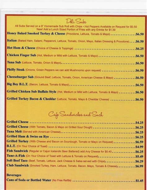 Menu of Kennedy Street Cafe in Bradford, PA 16701