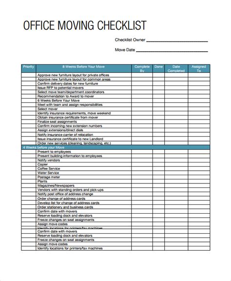 FREE 8+ Sample Moving Checklists in MS Word | PDF