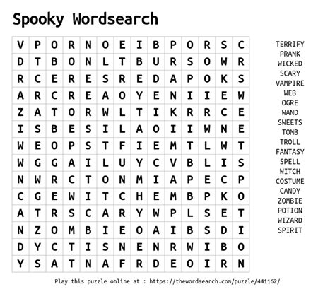 Download Word Search on Spooky Wordsearch