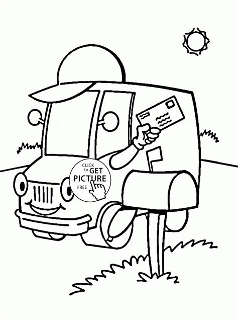 Post Truck coloring page for kids, transportation coloring pages printables free - Wuppsy.co ...