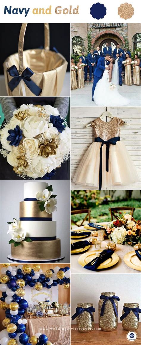 Top 8 Striking Navy Blue Wedding Color Palettes for 2019 Fall---navy blue and gold, wedding ...