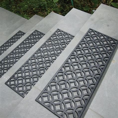 Rubber-Cal 6-Piece Azteca Indoor Outdoor Stair Treads Rubber Step Mats, 9.75 by 29.75-Inch ...