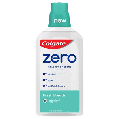 Colgate Zero for Fresh Breath Alcohol Free Mouthwash, Natural Cool ...