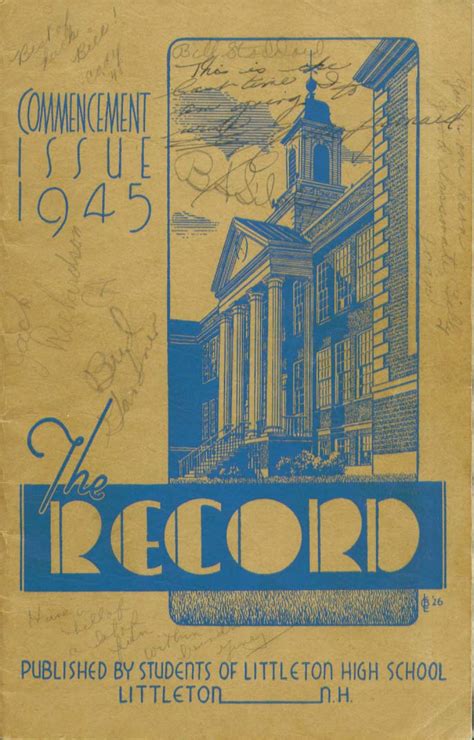 The Record Littleton High School Littleton New Hampshire 1945 Yearbook