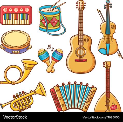 Musical instrument ornament cartoon style Vector Image