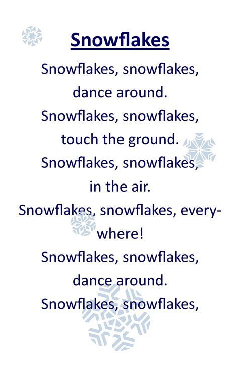 10 little snowflakes circle time song – Artofit