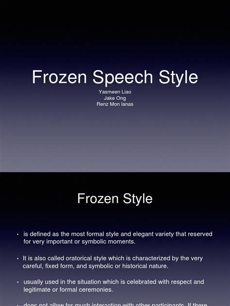 Frozen Speech Style | PDF