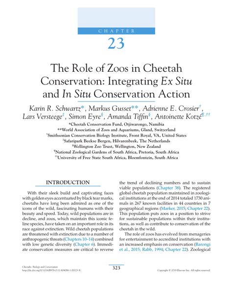 (PDF) The Role of Zoos in Cheetah Conservation: Integrating Ex Situ and ...