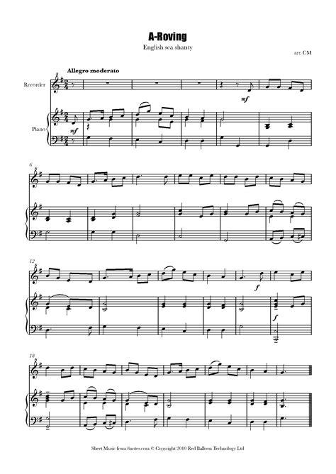 Recorder Music Sheets Printable