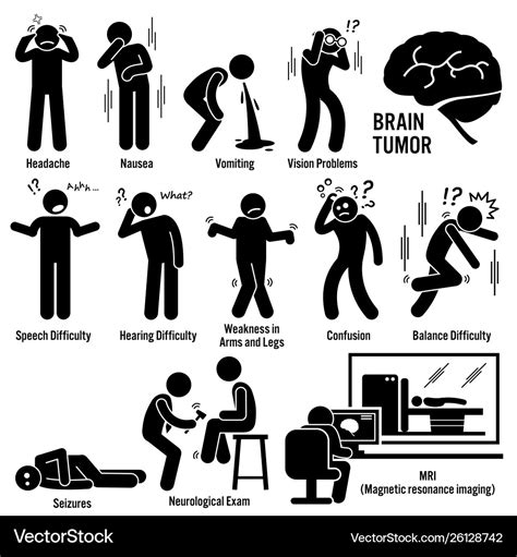 Brain tumor cancer symptoms causes risk factors Vector Image