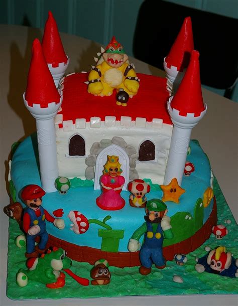 Super Mario Bros, Princess Peach Castle, Yoshi, Bowser Birthday Cake ...