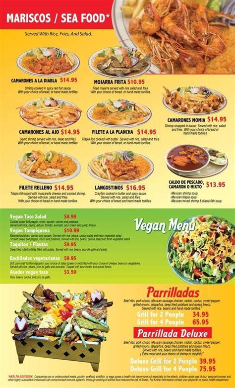 Menu of El Asador in Wisconsin Dells, WI 53965