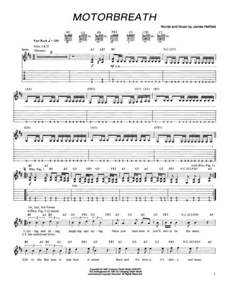 Motorbreath by Metallica - Electric Guitar - Digital Sheet Music ...